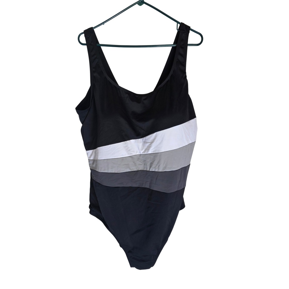 Swim365 Swimsuits For All Black Colorblock One Piece‎ Swimsuit 30 Plus Size